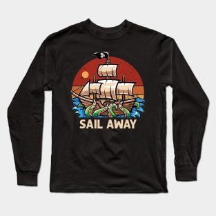 Sail away - retro styled sailing Long Sleeve T-Shirt